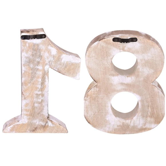 Decorative Wood Number 18 Standing and Hanging Wooden Number Block - Picture 2 of 6